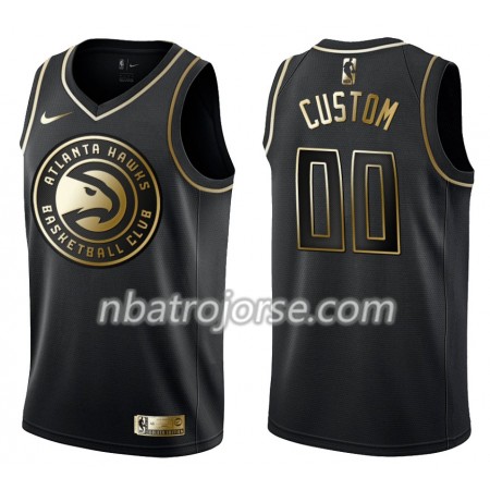Män Atlanta Hawks Tröja Skräddarsydda Nike Svart Guld Edition Swingman